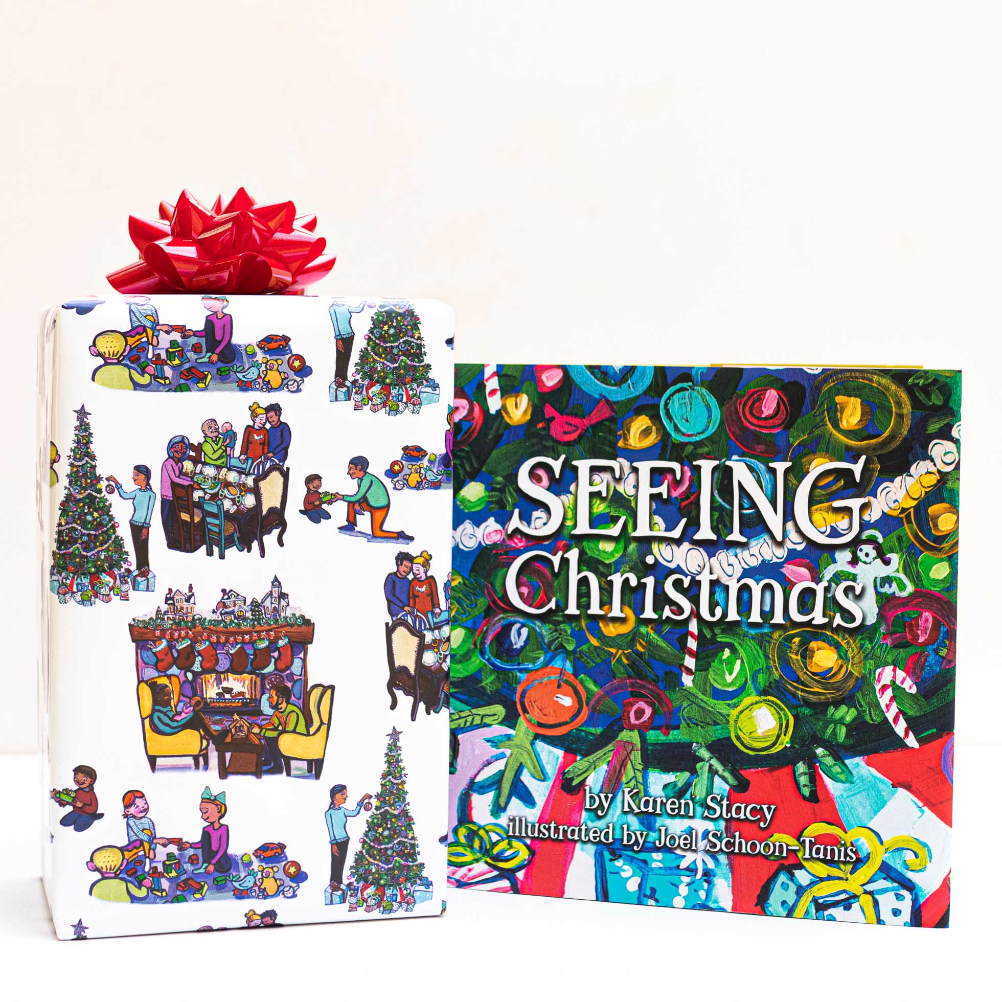 Gift Wrap--"SEEING Christmas" White Background/One Sided Wrapping Paper